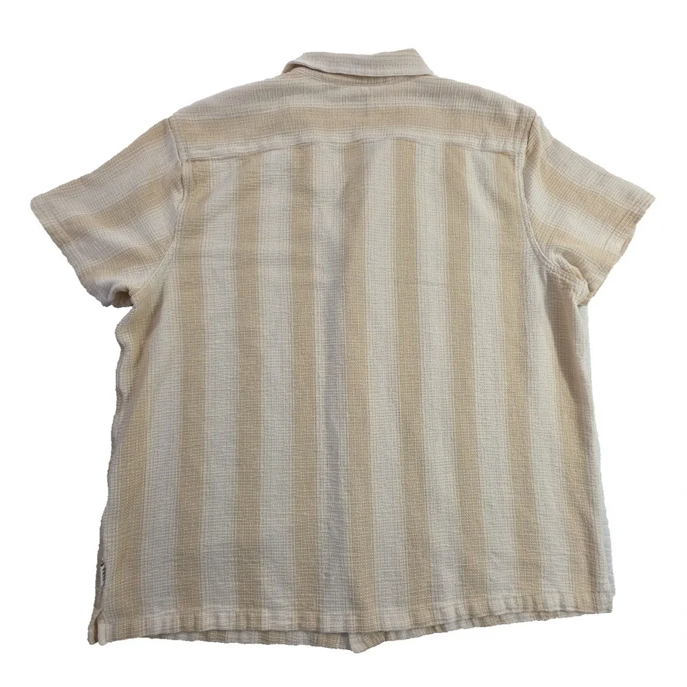 ROWM Open Weave Cotton Shirt Men's 3XT Tan Short Sleeve Button Up Vactionwear